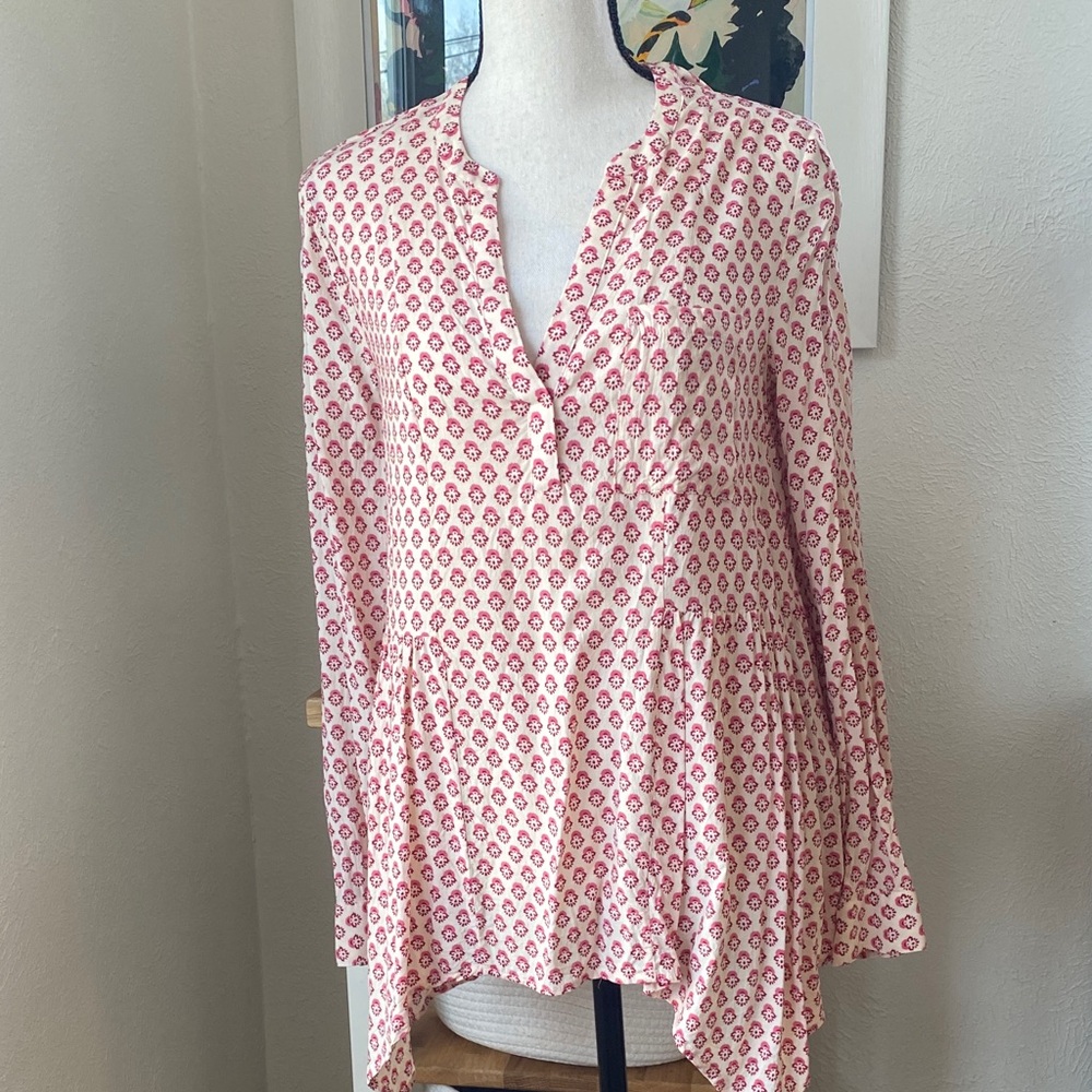 Maeve Blouse with Pink and Ivory Floral Design